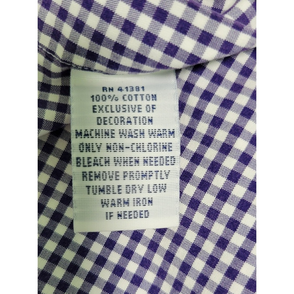 Polo Ralph Lauren Mens XL Slim Fit Purple Gingham Cotton Sport Shirt Red Pony - Picture 8 of 8